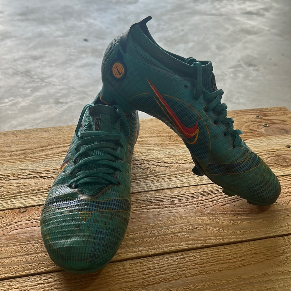 Blue and Orange Soccer cleats
